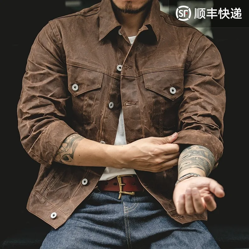 

Madden workwear American retro Yellowstone heavy canvas wax jacket Ami Khaki hunting suit wax coat men's spring and autumn