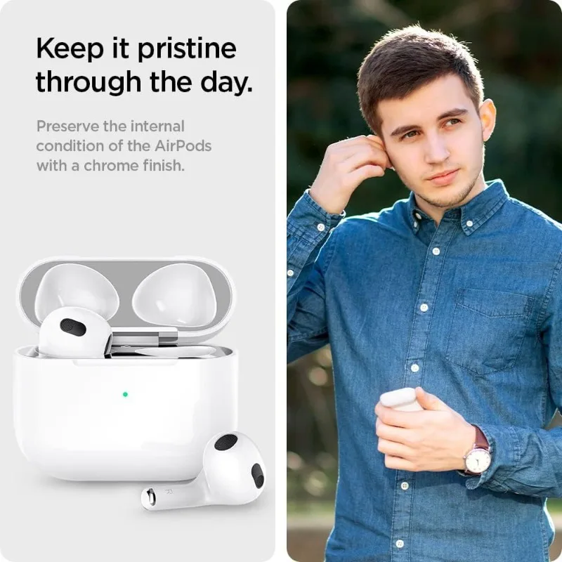 Metal Dustproof Sticker for Airpods Pro Headphone Covers for Airpods Pro 3 2 Headphones Case Protective with Cleaning Brush