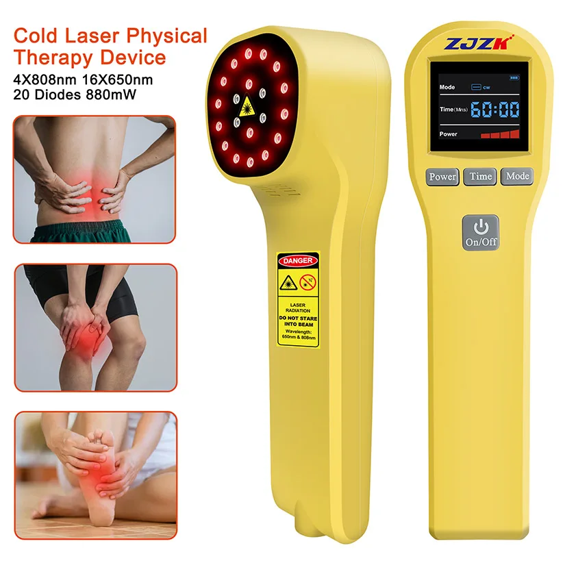 

Cold Laser Lllt Red Light Therapy Muscle Relaxer 4x808nm+16x650nm 20 Diodes 880mW for Pain Relief & Wrist Tendonitis Treatment