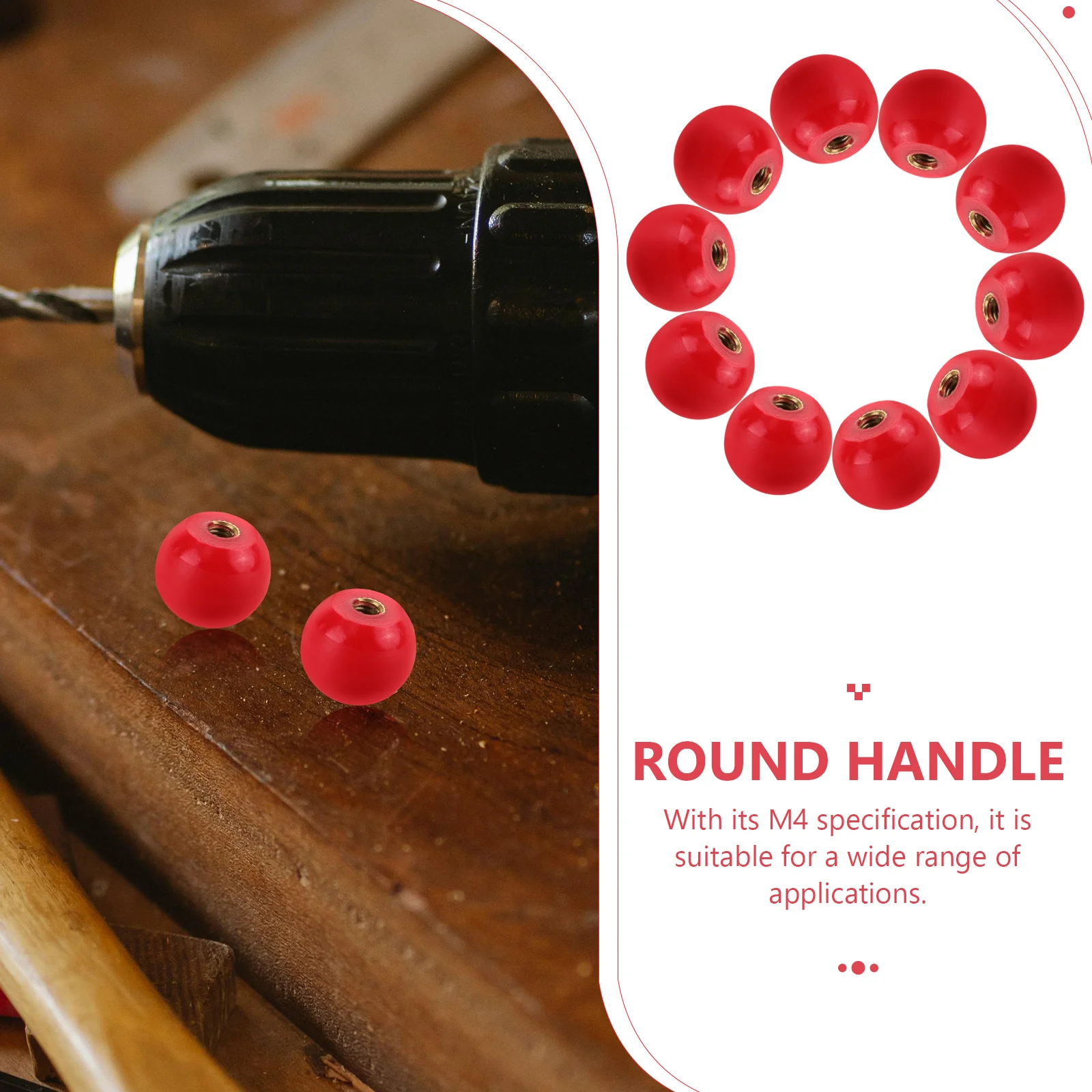 10pcs Bakelite Round Handle M4 Thread For Milling Machine Metal Crank Replacement Parts Hand Crank Revolving Knob Mechanical