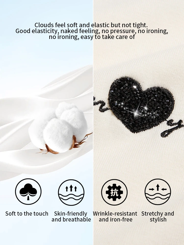 I BELIEVE YOU Donna Top in maglia albicocca 2025 Moda autunno Nuovo cuore ricamato T-shirt a maniche lunghe in cotone Casual Top 2253016148