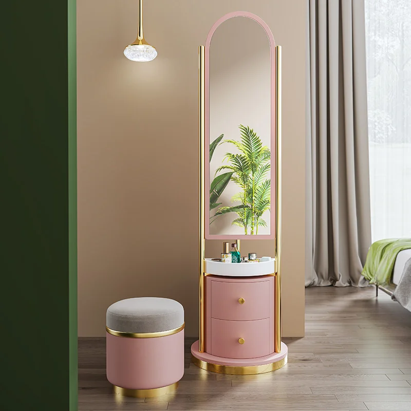 Design Narrow Dressing Table Girls Aesthetic Makeup Room Dressing Table Metal Mirror Coiffeuse De Chambre Bedroom Furniture