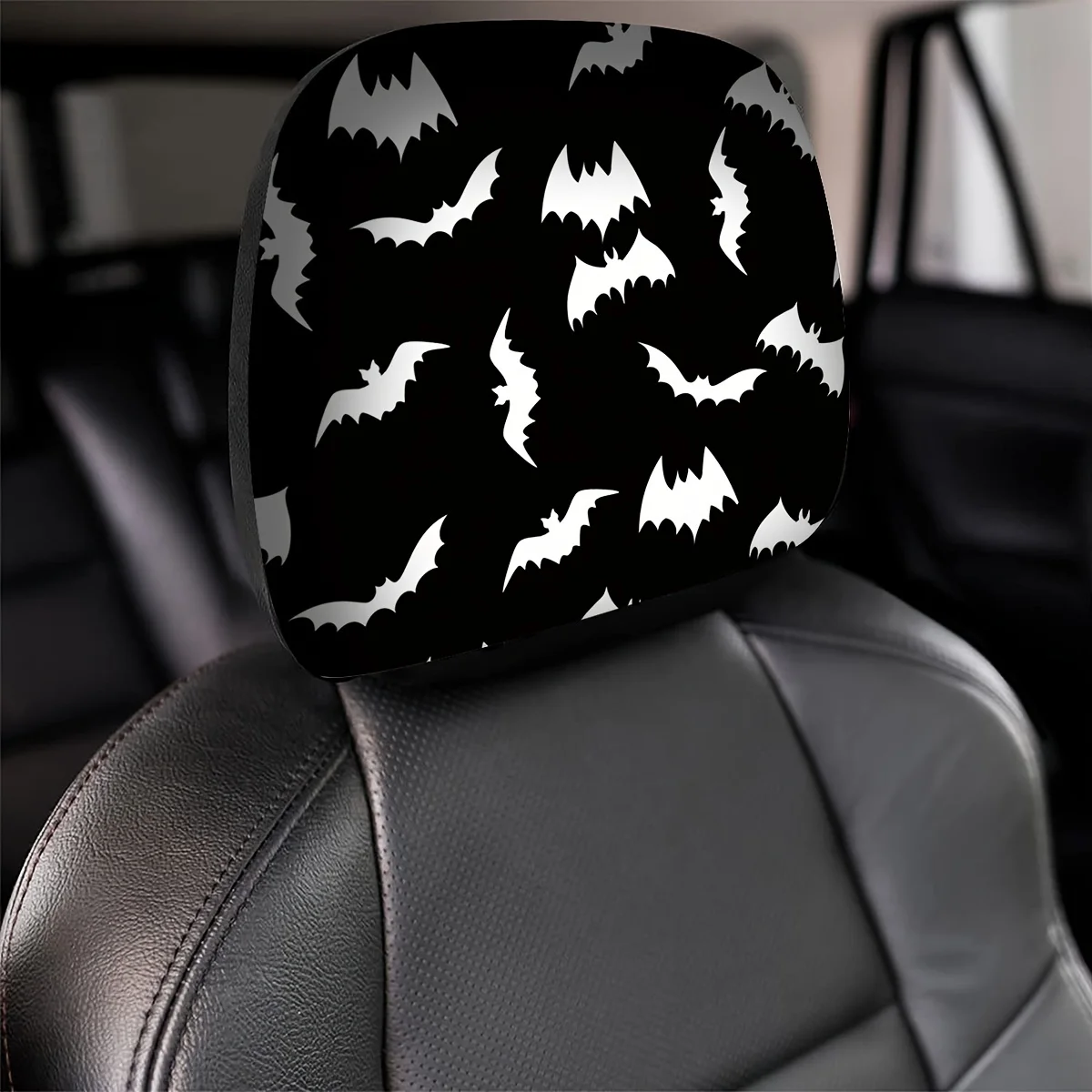 Flexible car headrest protector cover, stretch material for universal fit. Guard against stains, simple to put on and take off.