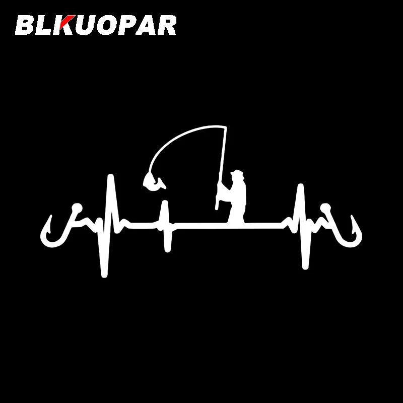 BLKUOPAR Fly Fishing Heartbeat Lifeline Car Sticker Funny Fashionable Creative Decal Original Sunscreen Bumper Car Accessories