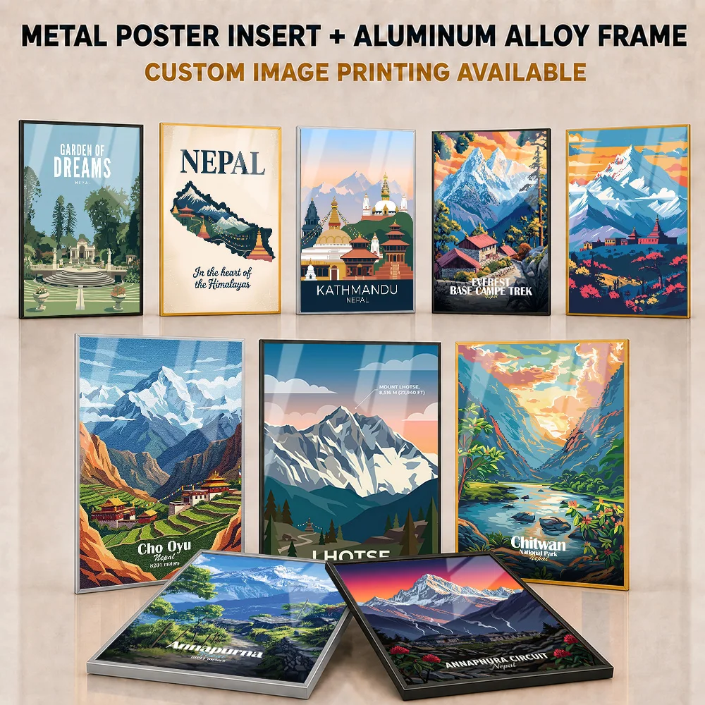 Home Office Minimalist - Nepal Framed Metal Print Customized Bold