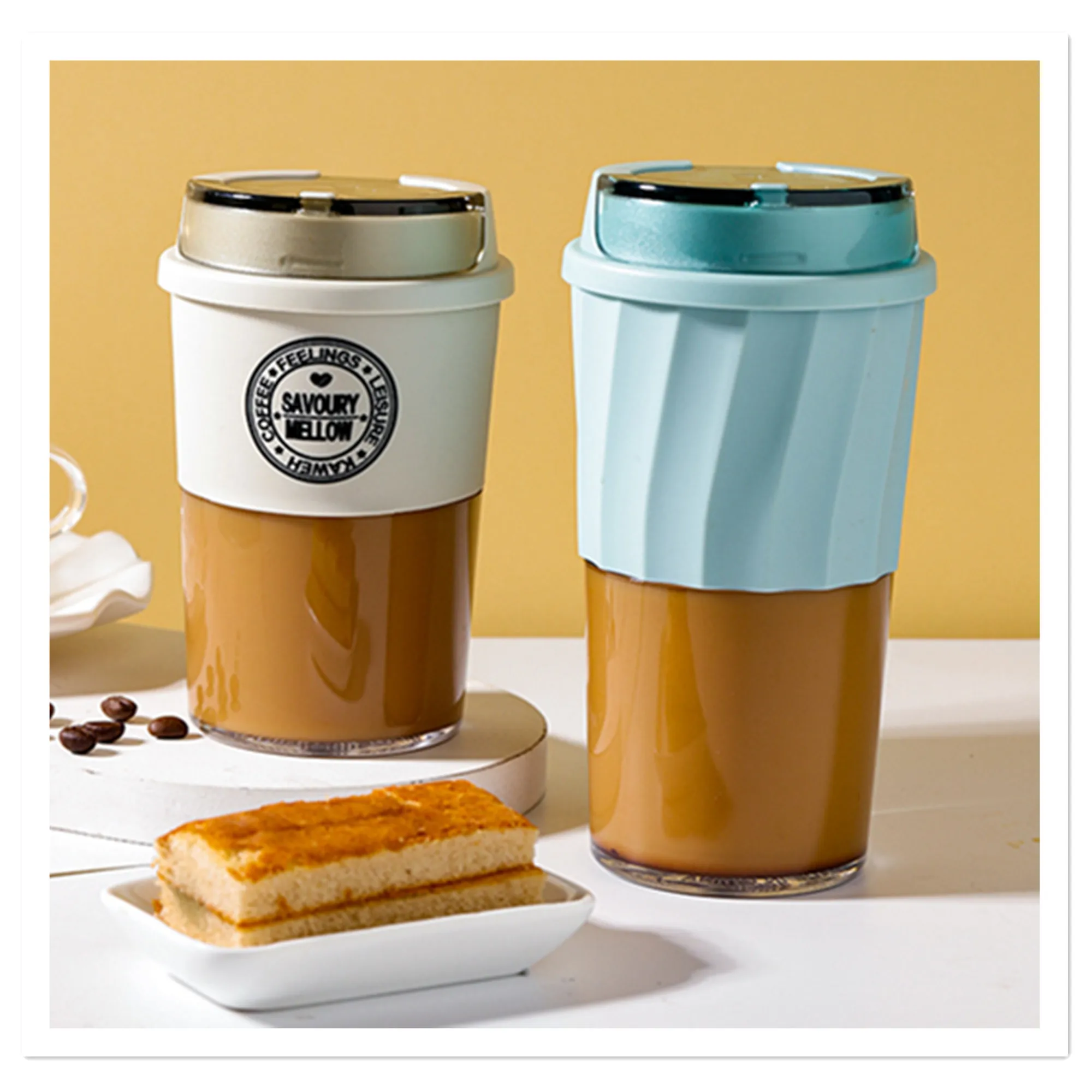 High beauty tritan coffee cup 300 400ML men's and women's portable mug office plastic Coffee cup