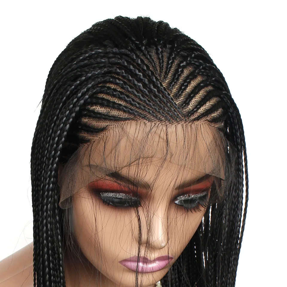 Synthetic Braided Wigs Lace Frontal Wig Cornrow Micro Braiding Hair Black Women Box Braids Hair Cheap Wigs