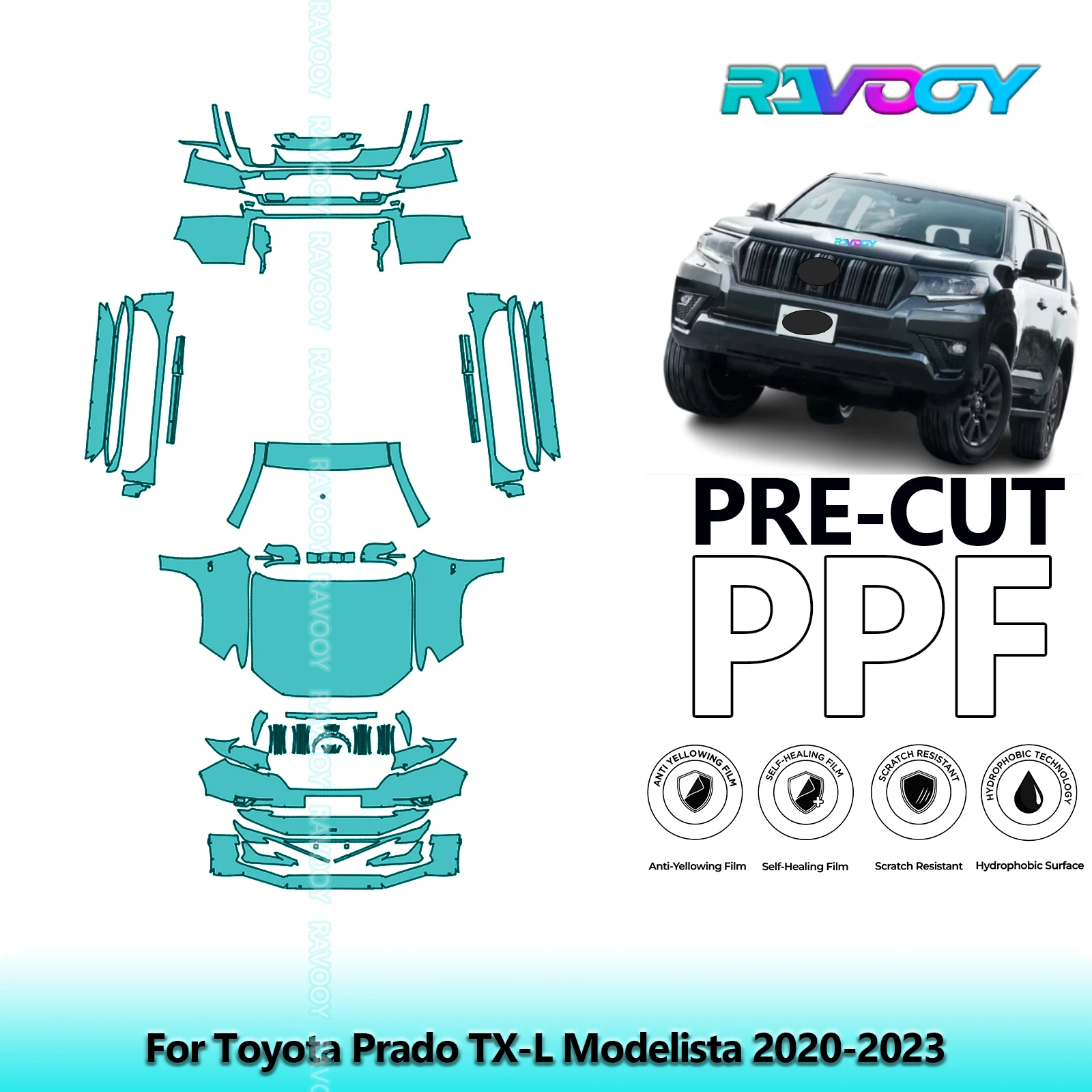 

Car Precut PPF Paint Protection Film Full Vehicle For Toyota Prado TX-L Modelista 2020-2023
