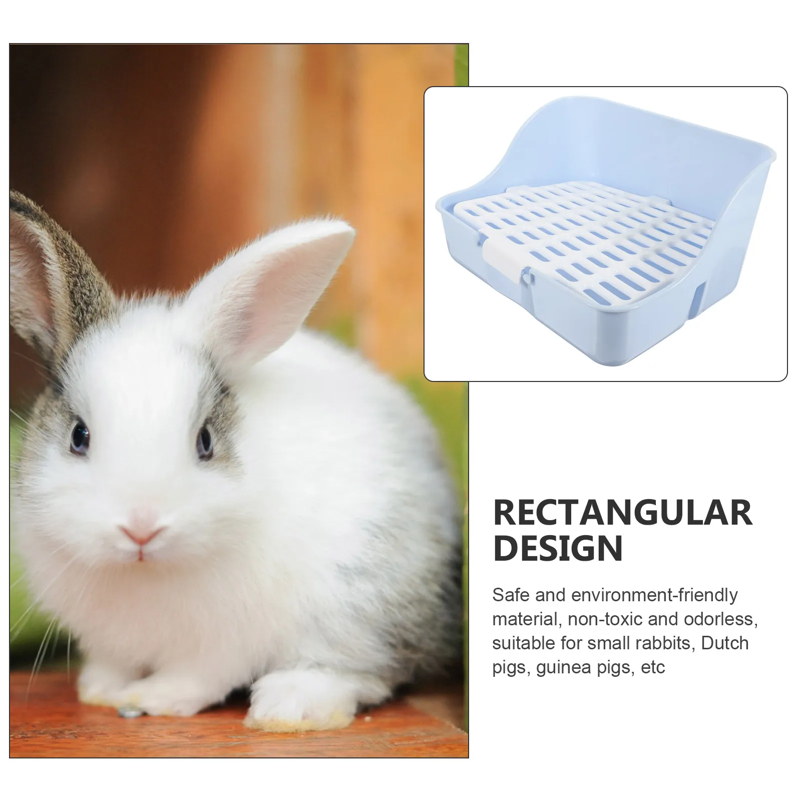

Rabbit Toilet Grids Cage with Liner Bottom Bunny Litter Pan Pet Plastic Ferret Bedding Potty