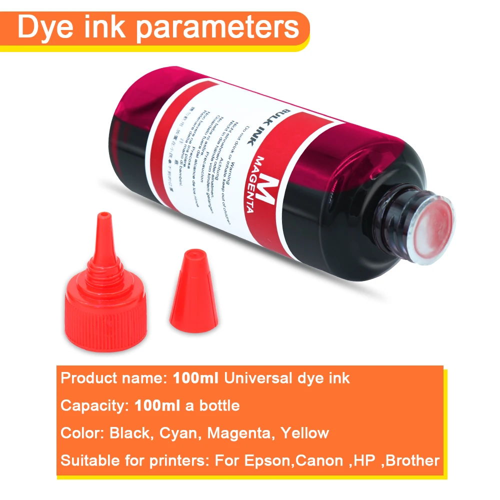 100ml Universal Refill Dye Ink Kit Compatible for HP Canon Lexmark Epson Dell Brother All Model Printer Ink CISS Cartridge