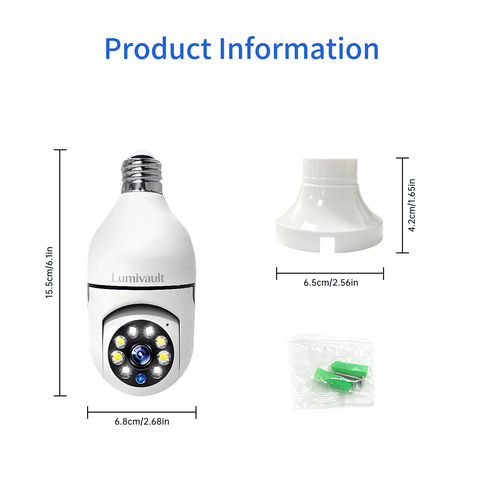 Smart HD WiFi Bulb Camera 2/4 Pack 360° Panoramic Monitoring High Protection HD Display Motion Detection Alarm Full Color Day/Ni