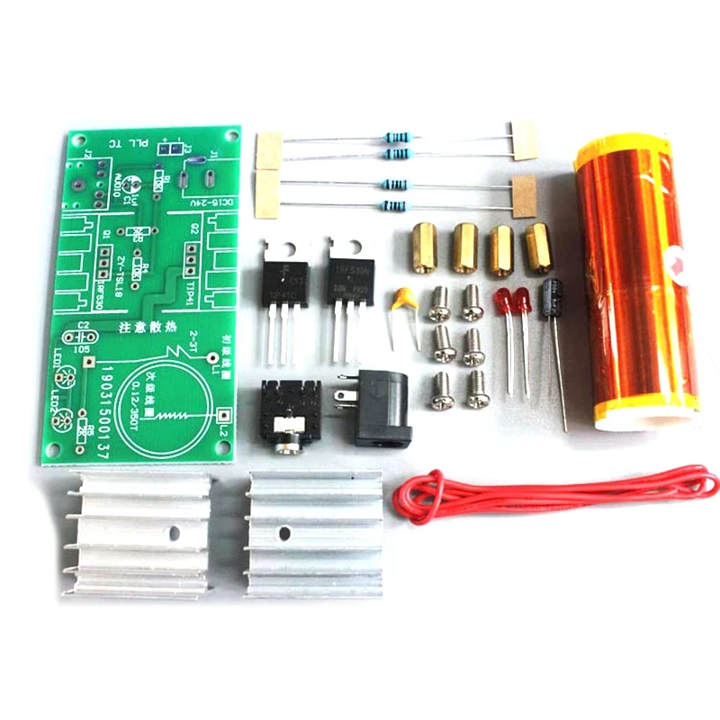 1Set Mini For Tesla Coil Kit 15W Mini Music Tesla Coil Plasma Speaker Tesla Wireless Transmission DC 15-24V DIY Kits