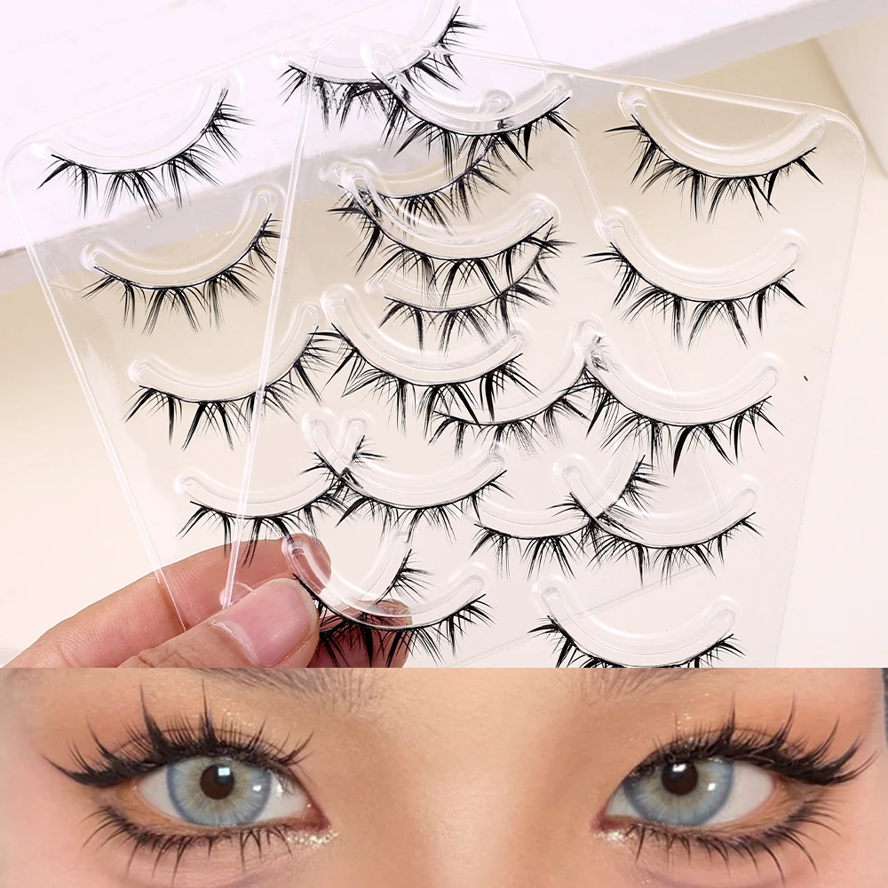 5 Pairs Clear Band Eyelashes Faux Mink Eyelashes Extension Natural False Eyelashes 3D Wispy Lashes Manga Lashes Korean Cosmetic