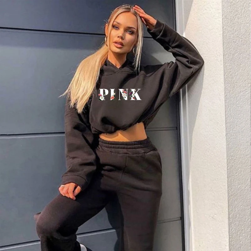 2024 Drawstring Women Hoodies Outfits Fashion Loose Women 2 Piece Suit Home Gym Tracksuit New Casual Solid Color Women Pants Set