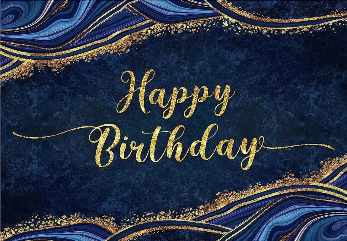 หินอ่อนสีฟ้าฉากหลังบทคัดย่อของเหลว Golden Cracks โมเดิร์นศิลปะ Happy Birthday Party การถ่ายภาพพื้นหลังตกแต่งแบนเนอร์