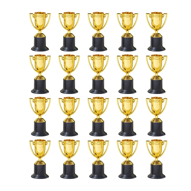 20PCS Mini Plastic Gold Cups Trophies For Party Children Early Learning Toys Prizes Children\'s Holiday Trophy Reward