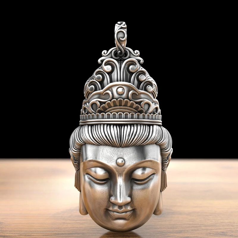 BOCAI S999 Sterling Silver Pendants for Women Men New Fashion Solid  Avalokitesvara Guardian Buddha Amulet Jewelry Wholesale