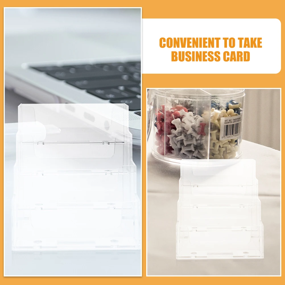 

2 Pcs Business Card Case Cards Organizer Blank Display Holder Clear Plastic Holders for Desk Man Stand