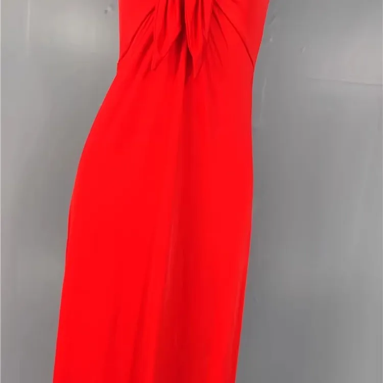 Rojo V-ne Maxi Dr Falda elástica adelgazante Nudo de cintura alta Bal Falda grande elástica alta Faionable Dr