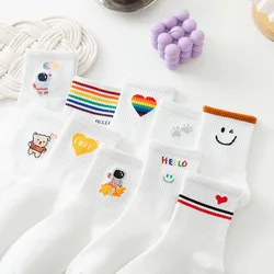 Chaussettes arc-en-ciel japonaises pour femmes, version coréenne dans le tube, sauvage, mignon, étudiant, automne, hiver, nouveau