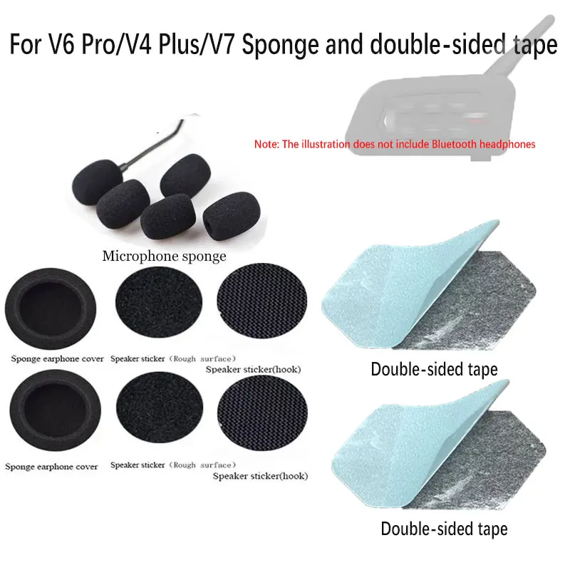 Аксессуары для Bluetooth-гарнитуры для шлема для EJEAS V6 PRO/V4/V7, губка и двусторонняя лента