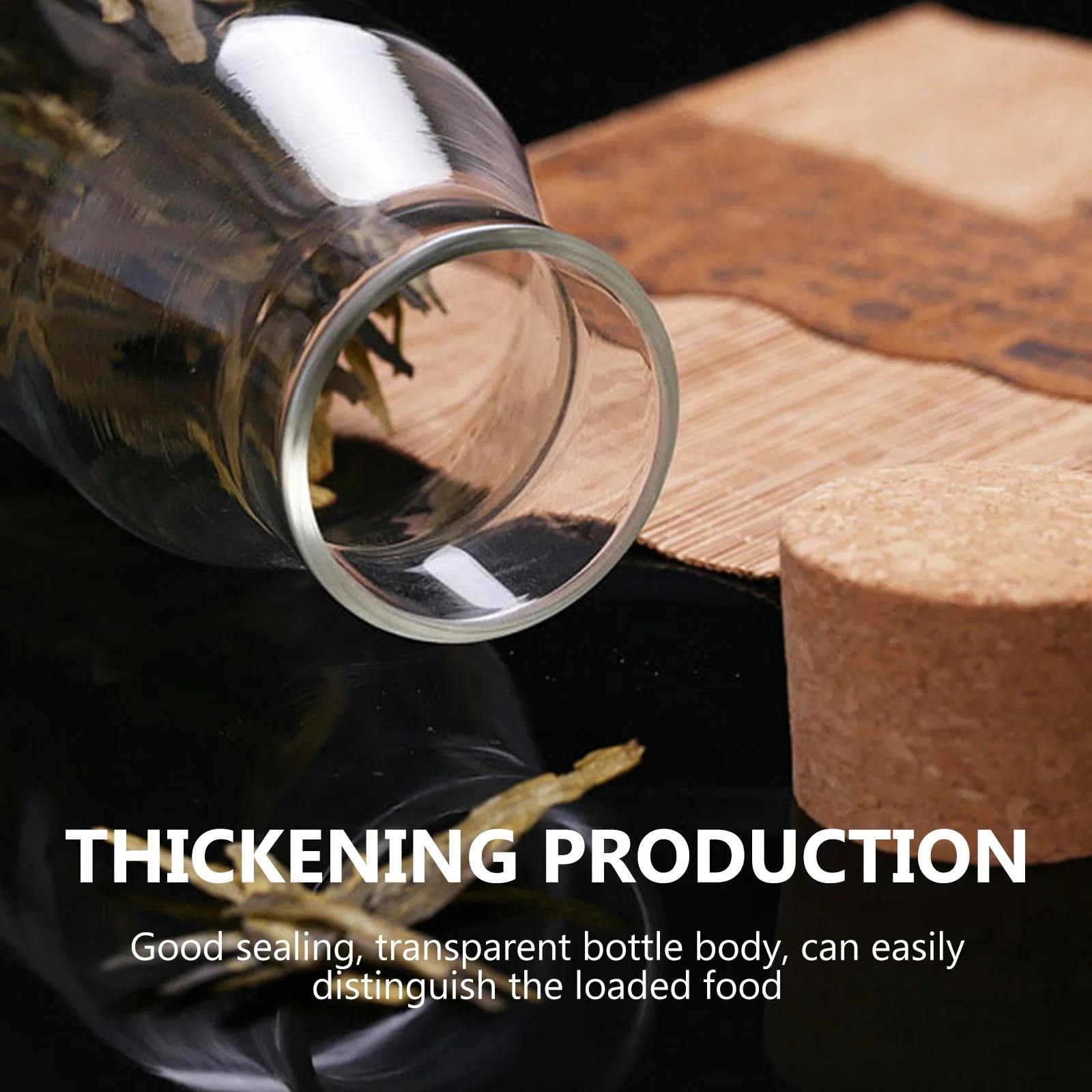 Hochwertiges Glas-Dichtungsglas mit Korkabdeckung, Küchenaufbewahrungskanister für Tee, Süßigkeiten, Mehl, Getreidehalter, Verschließkanister