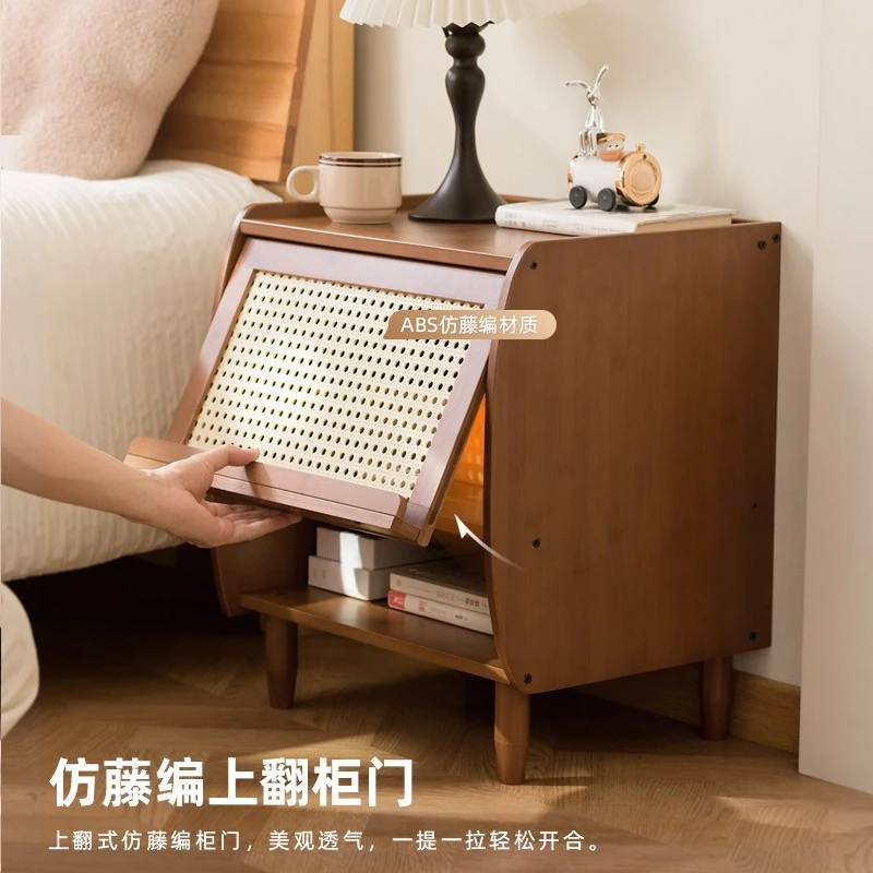 For medieval bedside table solid wood Nordic small apartment bedroom storage cabinet drawer locker sofa small side cabinet