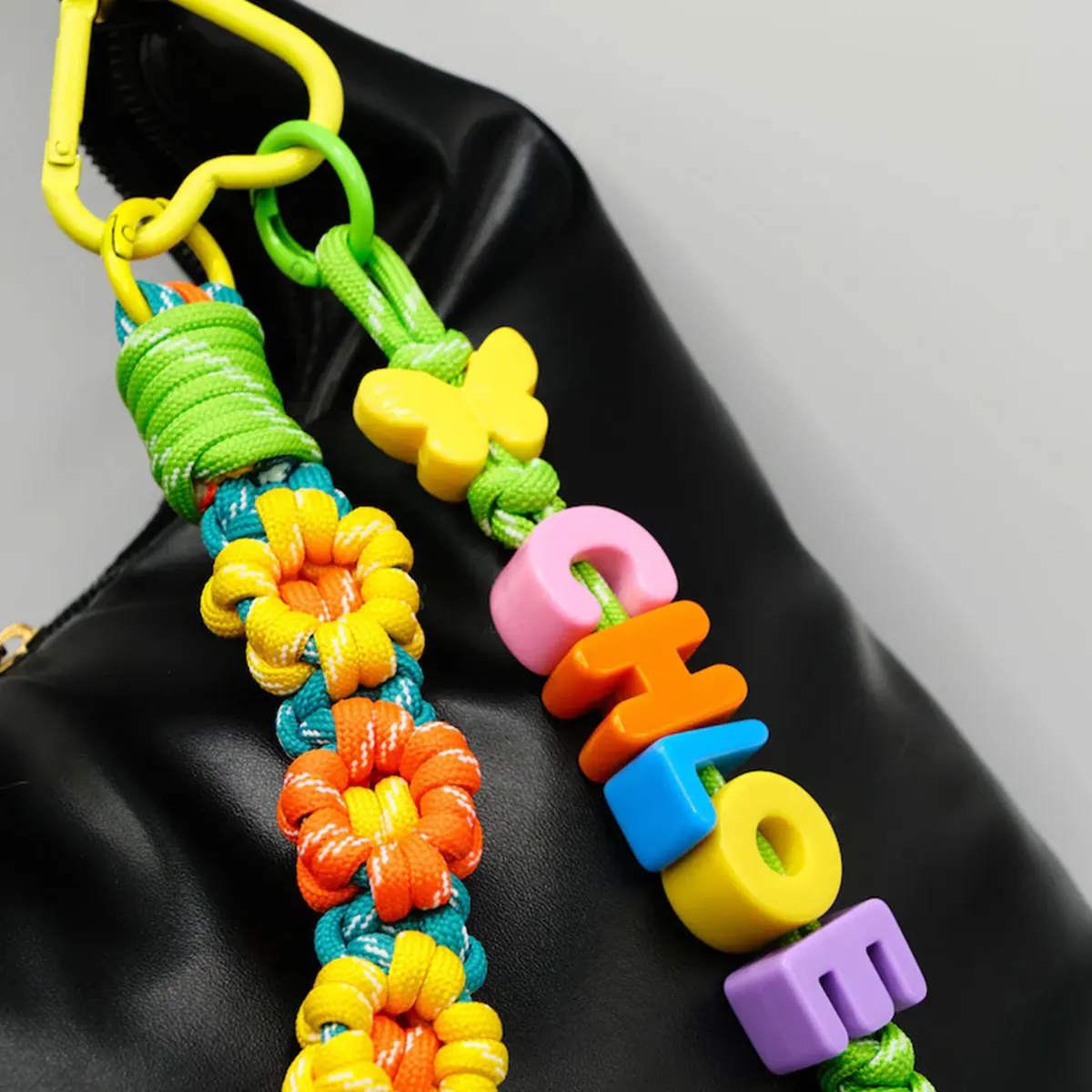 Personalized Acrylic Colorful Letter Hand-Woven Rope Keychain