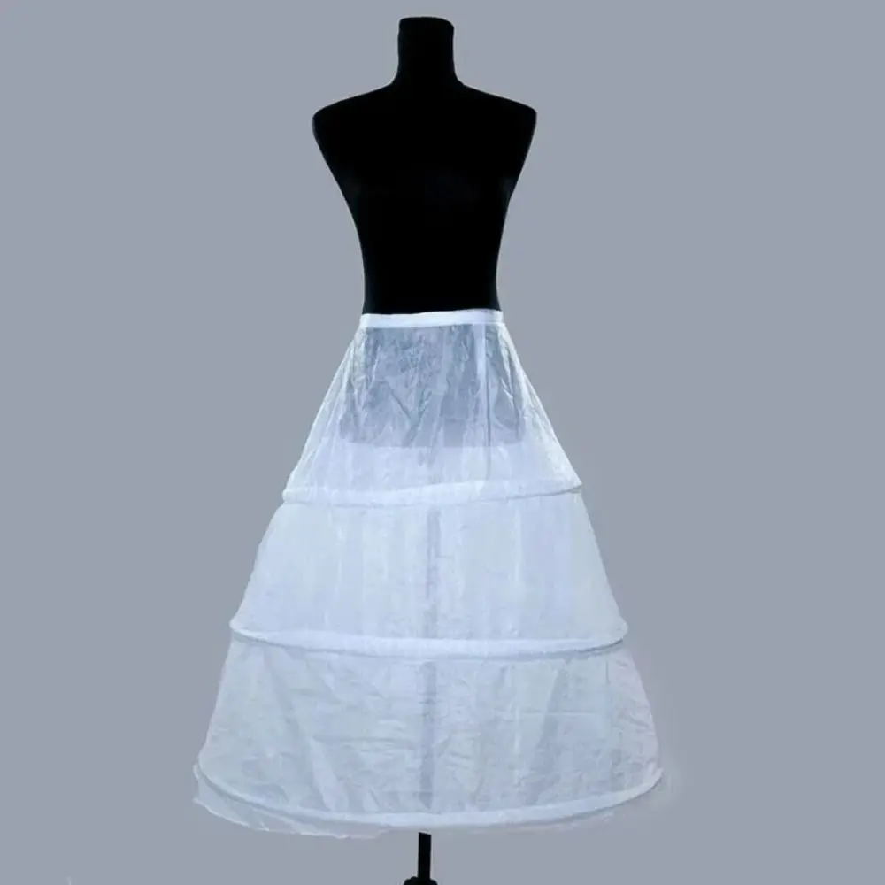 

New High Quality A-line Petticoat Adjustable Women Drawstring Bridal Crinoline White Wedding Accessories 3 Hoops Underskirt