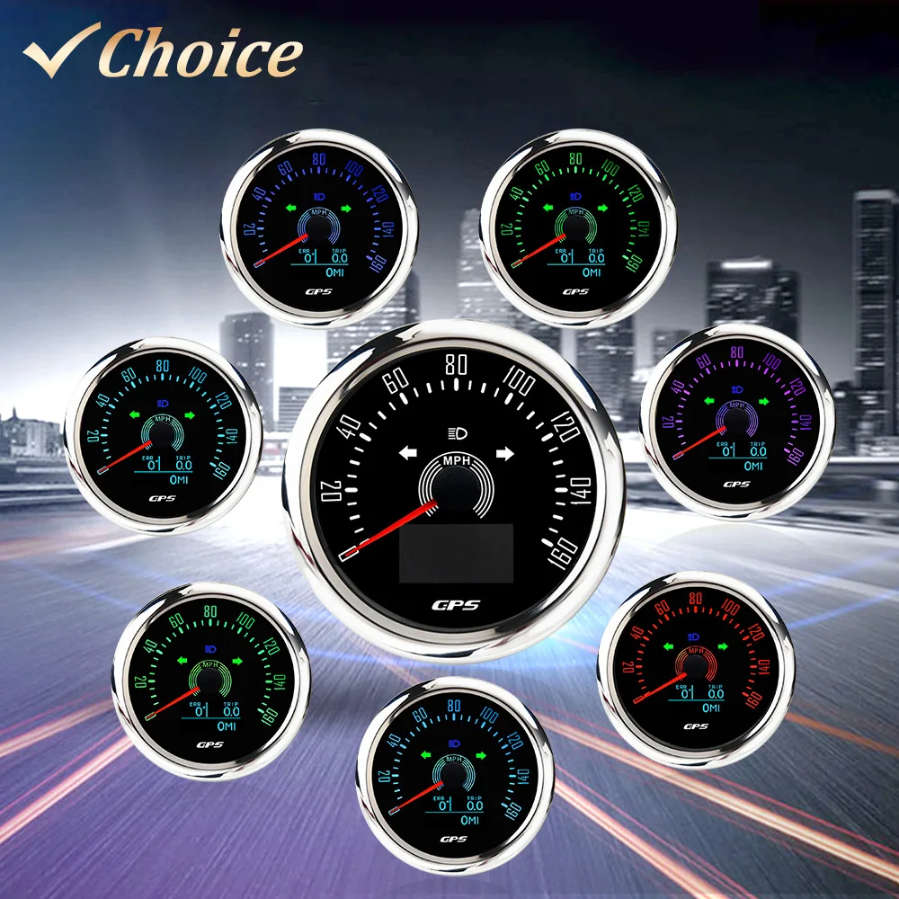 

Водонепроницаемый цифровой GPS Спидометр 85 мм с GPS-антенной 0-160 миль/ч 0-200 км/ч 7 цветов