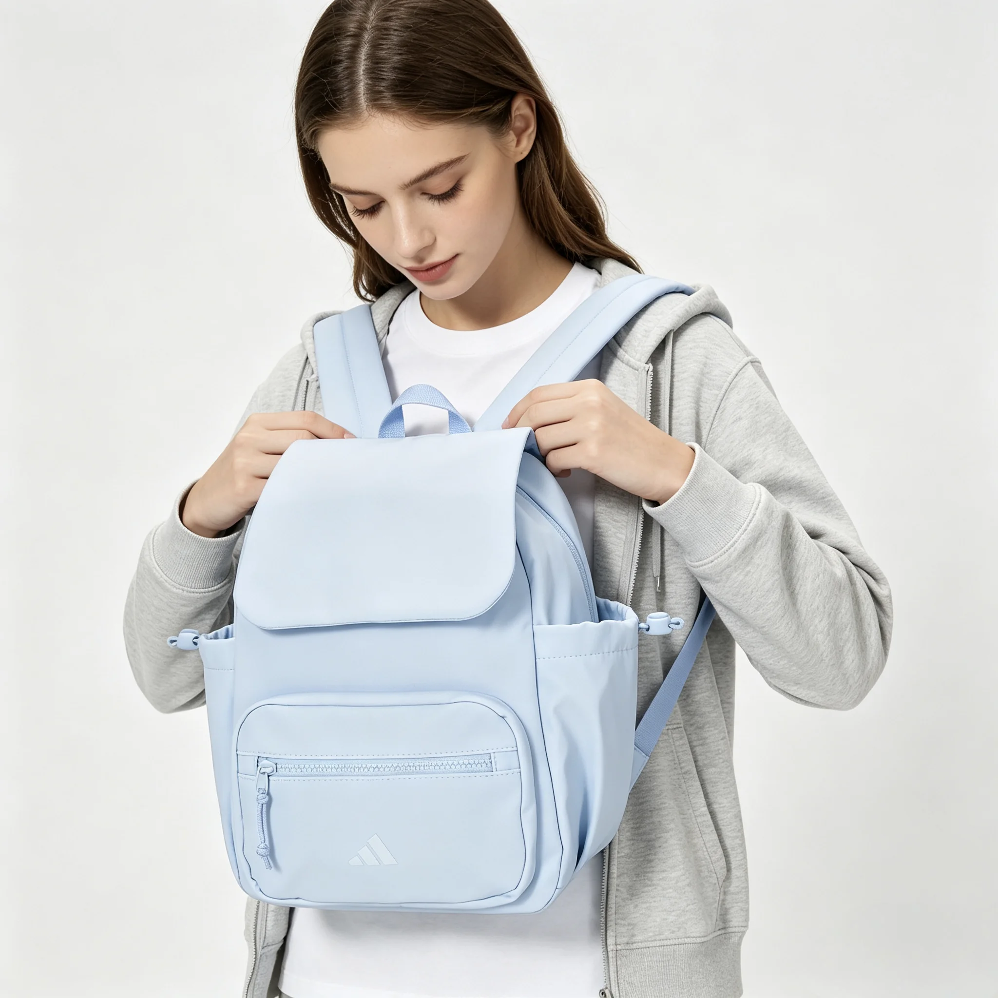 adidas-gentle-and-simple-versatile-multi-pocket-commuter-portable-zippered-travel-sports-casual-flip-top-backpack-school-bag-women's-model-kx9602