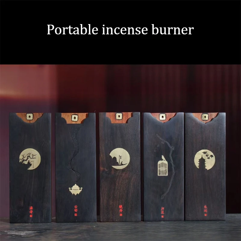 Traditional Portable Short Line Incense Box Solid Wood Storage Tube Outdoor Household Bedrooms Study Rooms Tea Rooms Offices