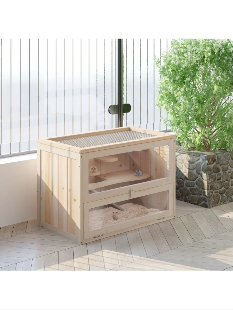 PawHut Hamsterkäfig Kleintierkäfig Nagerkäfig Holz 60 cm x 35 cm x 42 cm