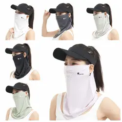 Sun Protection Summer Ice Silk Face Mask Breathable Letter Neckline Face Cover Simple Hiking Face Scarves Sunscreen Face Veil