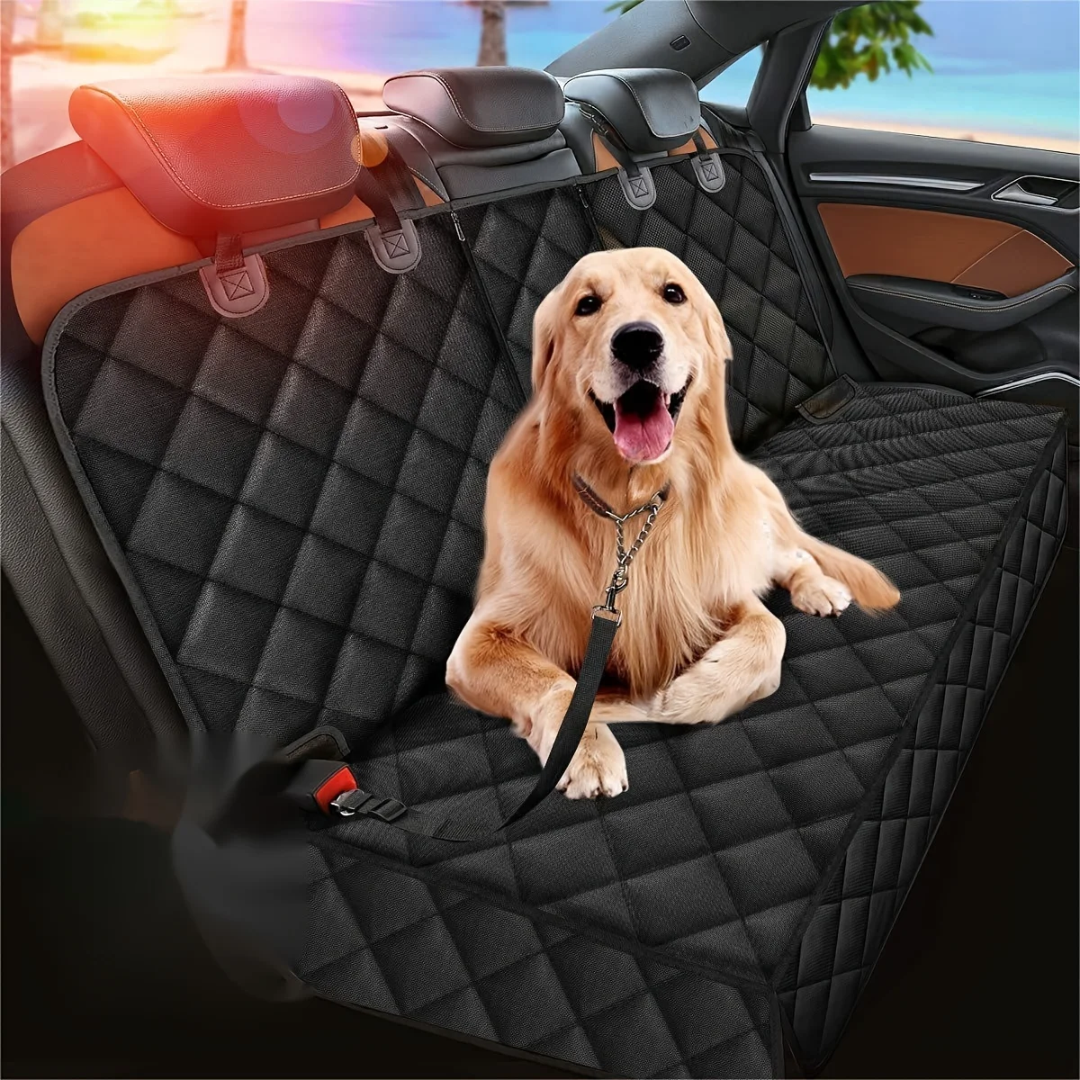 100% waterproof and stain resistant pet rear seat car seat cover, suitable for SUV and sedan use