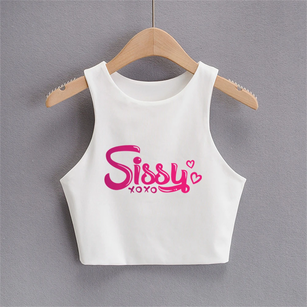 2023 New Fashion Cute Heart Print Summer Fashion Women Sexy Slim Tops O-Neck Sleeveless Double Nylon Ladies Quality Tank Top