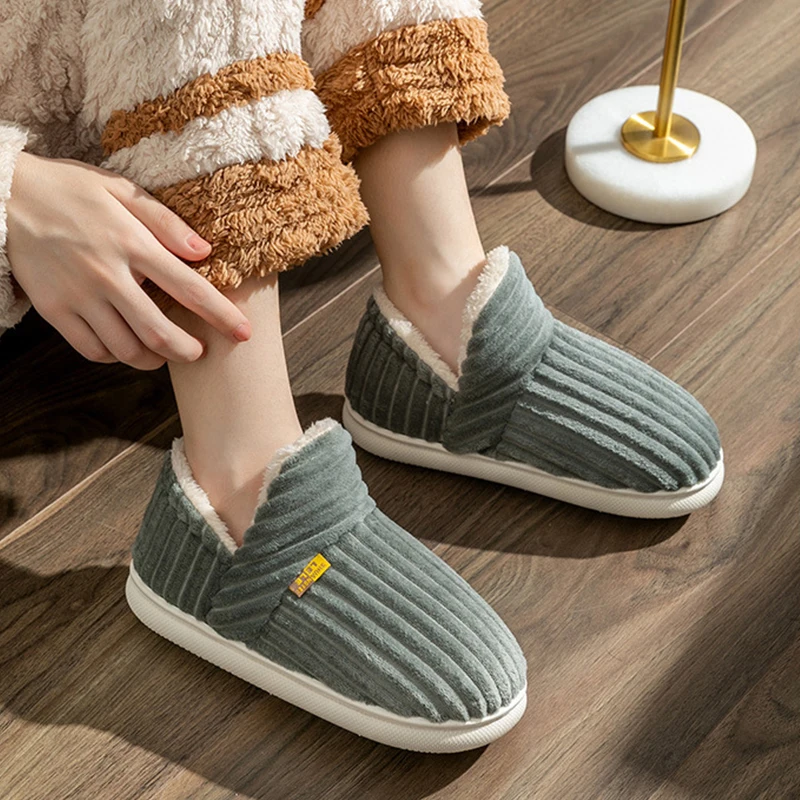 Bebealy Winter Fur Fluffy Slippers For Women Men Indoor Fluffy House Slippers Women Outdoor New Fashion Fuzzy Padded Slippers