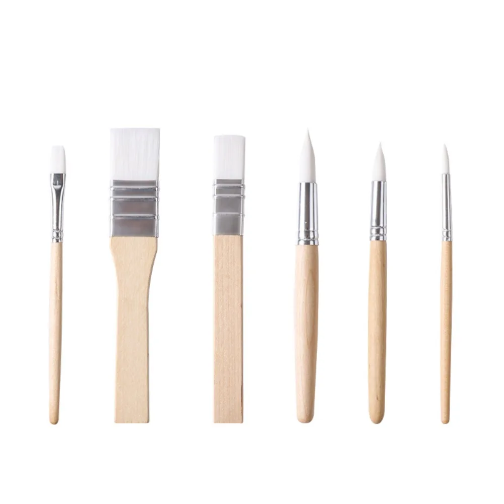 

Art Paint 3/6pcs Painting Brush Set Professional Different Shape Watercolor Gouache Oil Brush Set Wooden Handle Flat Tip Head