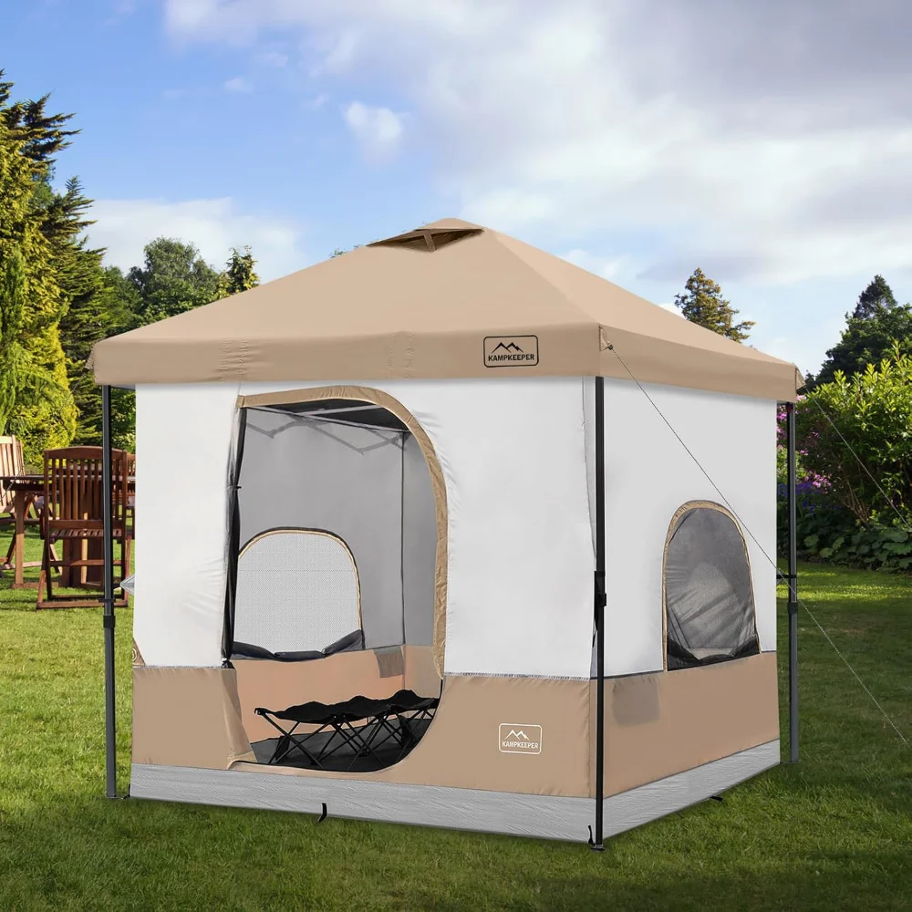 

6 Person Camping Tent, 10x10 Pop Up Canopy Tent with Campings Cube,Converts 10'x10' Straight Leg Canopy into Camping Inner Tents