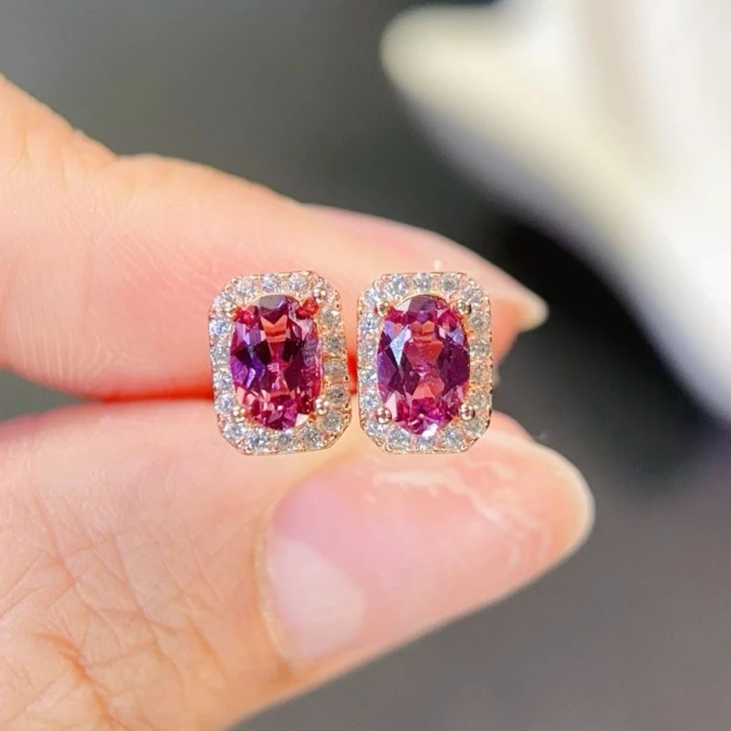 

4x6mm Genuine Natural Garnet 925 Sterling Silver Earrings, Certified Fine Jewelry for Daily Commute & Office Wear