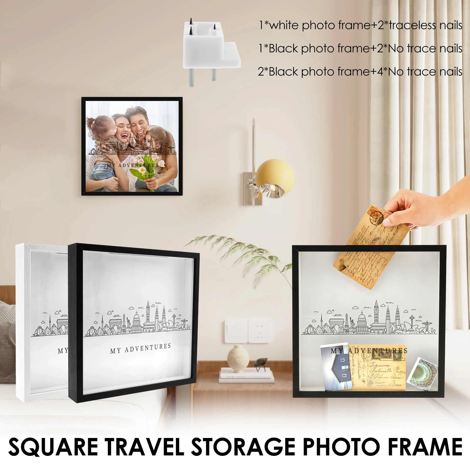 Souvenirs Photo Frames Large Capacity Photo Box Travel Adventure Archive Shadow Box Piggy Bank Ticket Stub Souvenir Storage Box