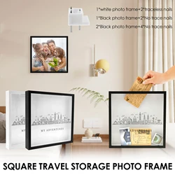 Souvenirs Photo Frames Large Capacity Photo Box Travel Adventure Archive Shadow Box Piggy Bank Ticket Stub Souvenir Storage Box