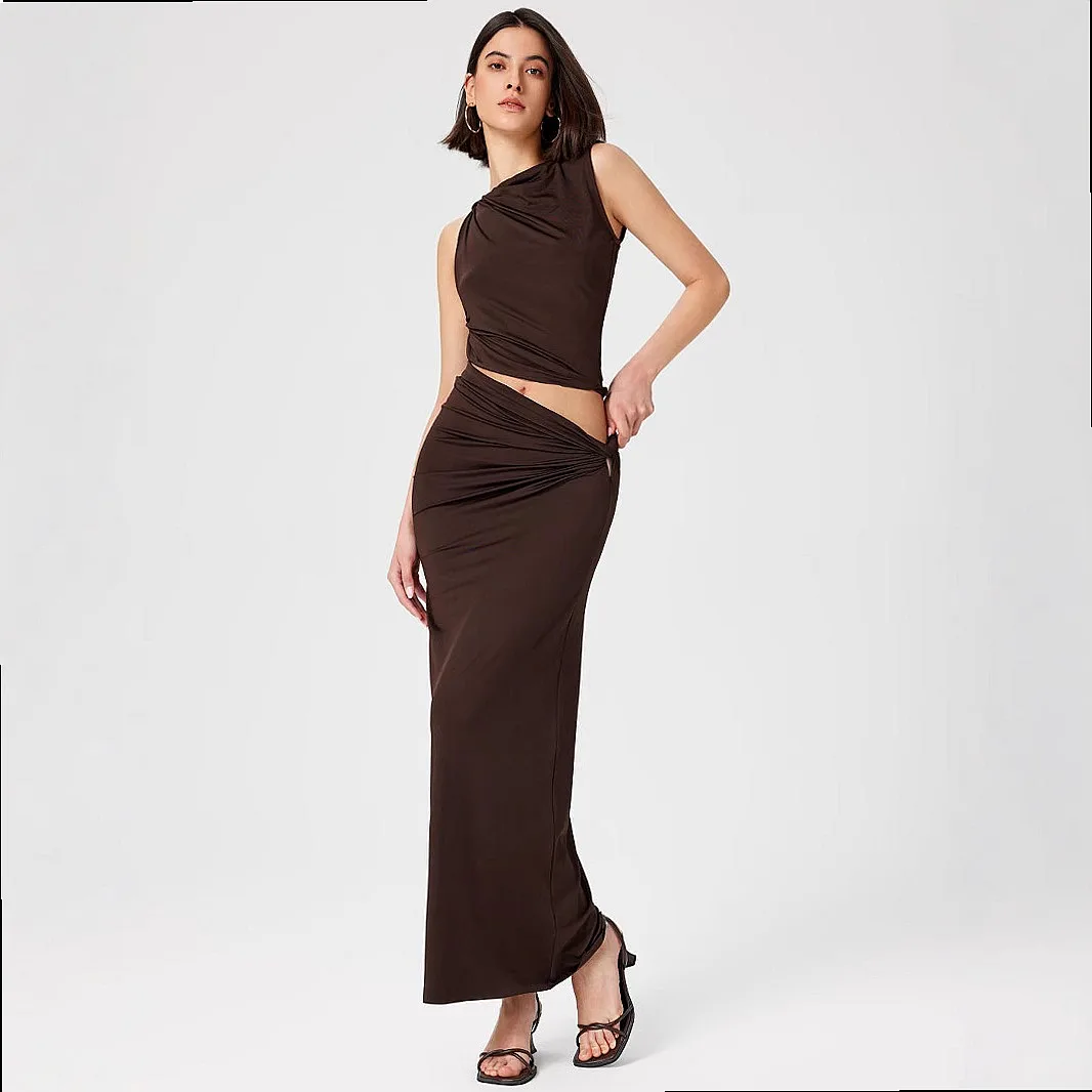 Spring Summer Solid Slim Comfortable Women's Knit Dress Set Matching Sets Casual Jumpsuit