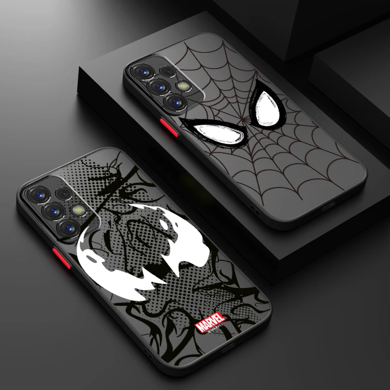 Marvel LOGO Venom Cool Frosted Translucent For Samsung Galaxy S24 S23 S22 S21 S20 FE S10 S9 S8 Plus Ultra Pro 5G Matte