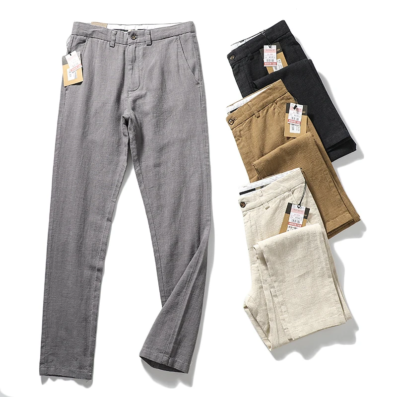 

Casual Pants High-end Ramie Comfort Wash Breathable Men's Fashion Loose Gentleman Solid Color Business Straight Leg Pants