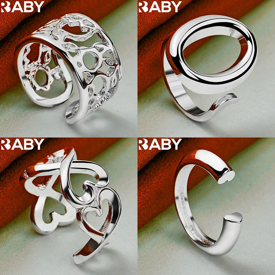 

URBABY 925 Sterling Silver Open Geometric Ring For Women Men Fashion Jewelry Charm Grace Noble Wedding Accessories