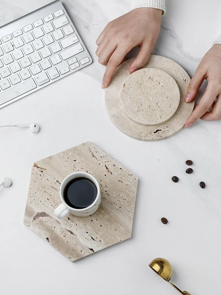 Natural Limestone Insulated Coasters, Tabletop Dining Plates, Trays, Instagram Style Decorative Photography Props