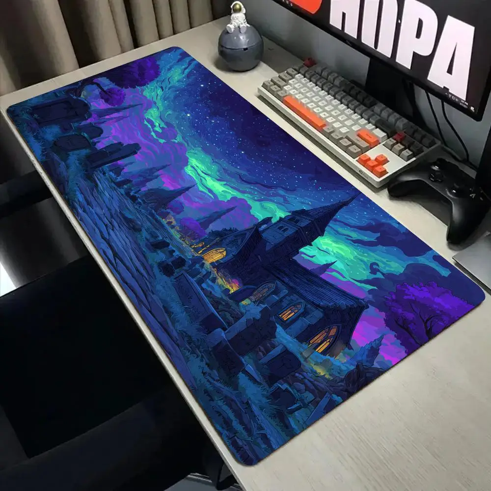 

Mysterious Church large Mouse Pad Desk Mat with Stitched Edge Non-Slip gaming mats pc accessories keyboard desk pad mauspad