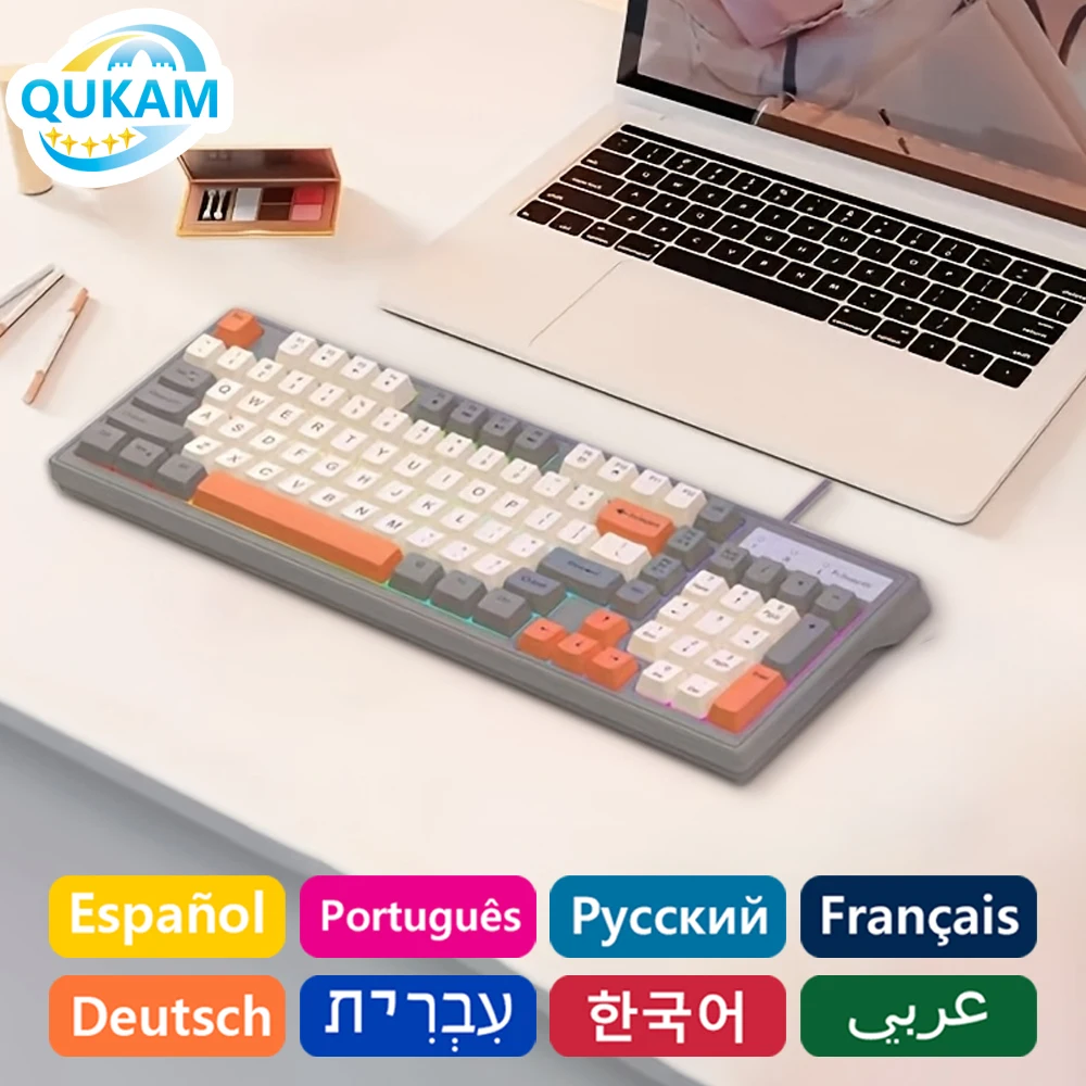 

2025 New 98-key Gaming Keyboard Wired USB Silent Backlit Keyboard for Android iOS Windows Both Desktop Computers Laptops Office