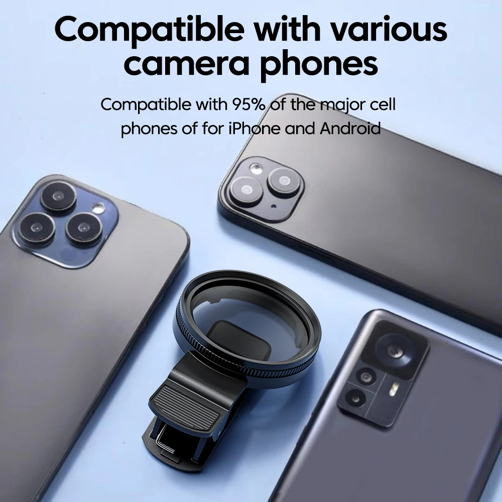 52 mm kreisförmiger, universeller, tragbarer Polarisator-Kameraobjektivclip, CPL/UV-Filter-Set für iPhone, Huawei, Xiaomi, Samsung